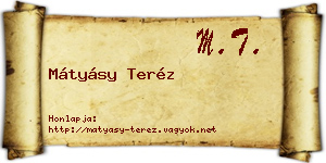Mátyásy Teréz névjegykártya